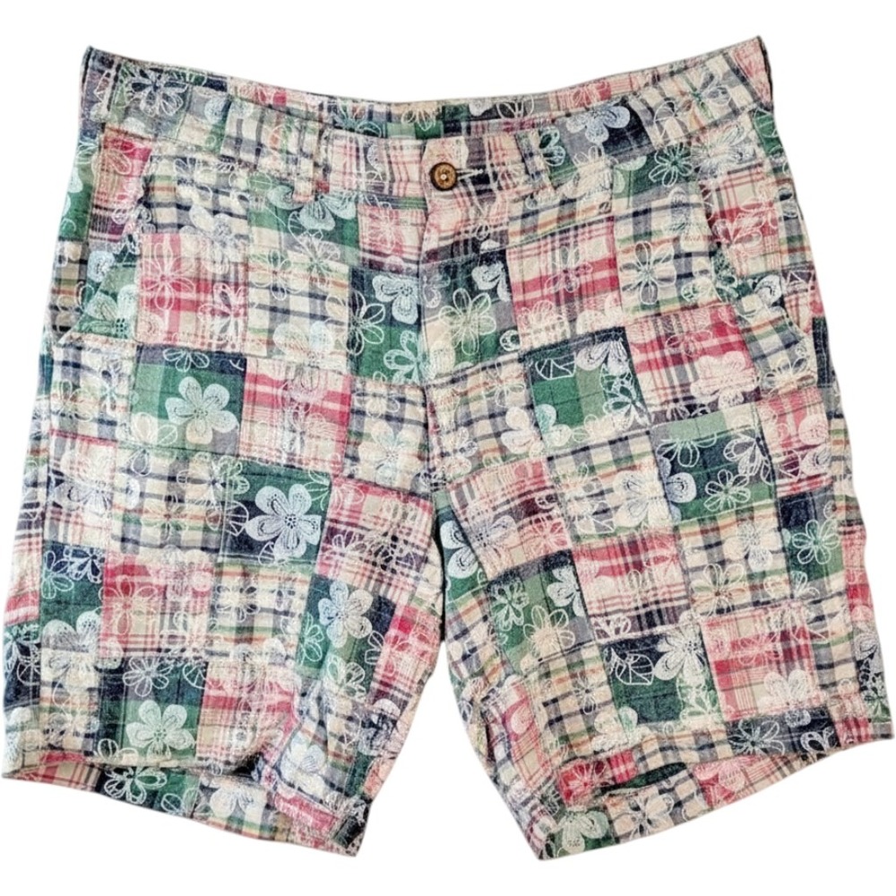 Charleston Threads Patchwork Plaid Shorts Mens 38 Multicolor‎ Madras